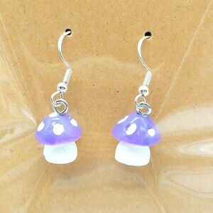 Purple Mushroom Earrings